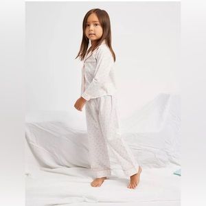 Morgan Lane girls organic cotton white pink flowers classic pants pajama